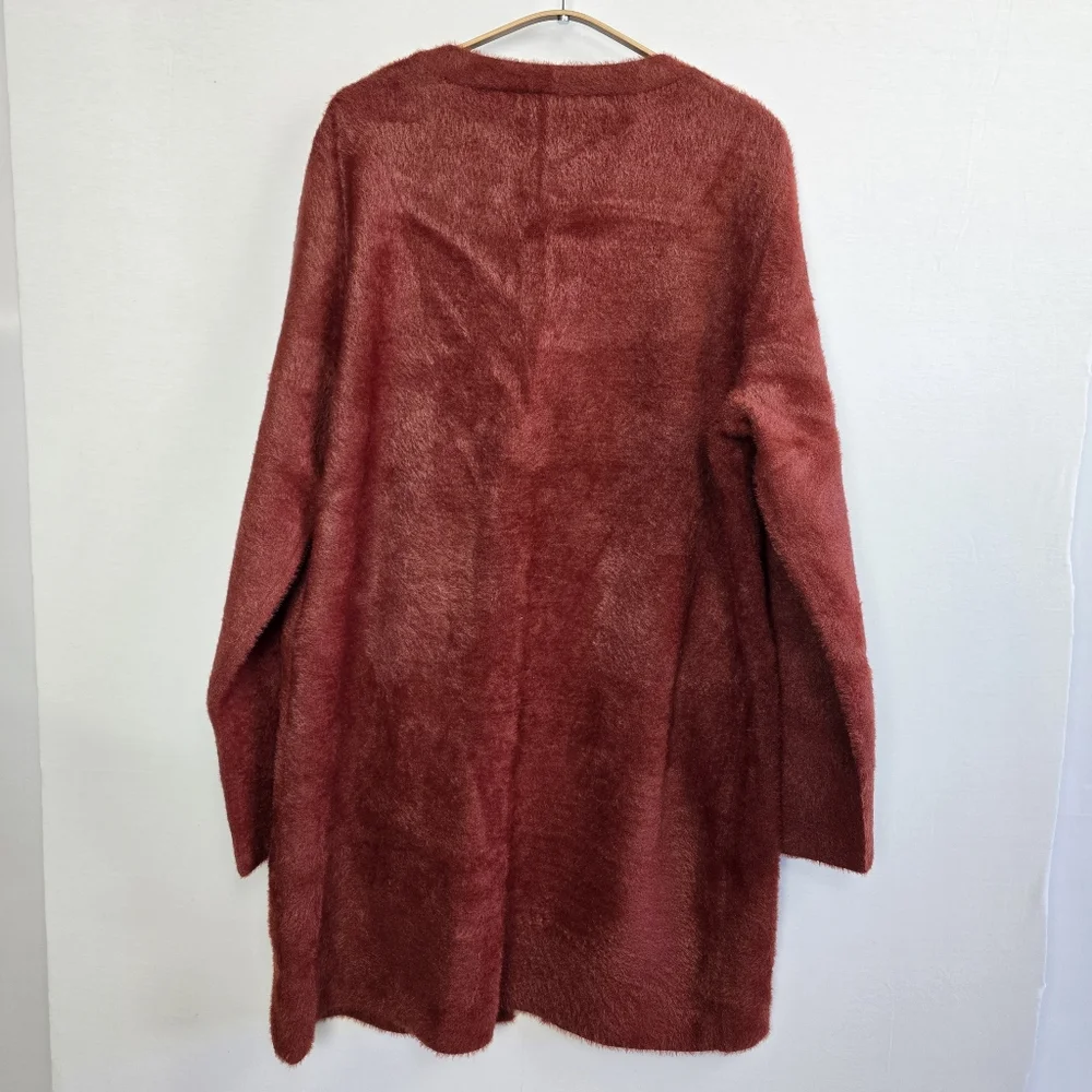 NWT MAX STUDIO LONDON Long Sleeve Open Teddy Soft Cardigan Patch Pockets Size L